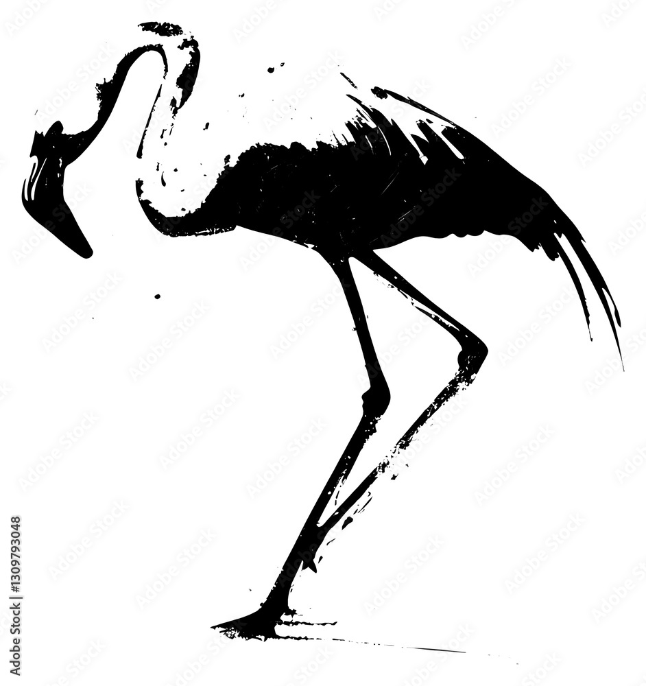 Fototapeta premium PNG Flamingo black white bird.