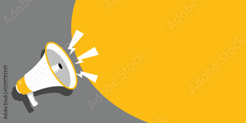 Megaphone Orange with Background, Megaphone with Free Space for Text Content.