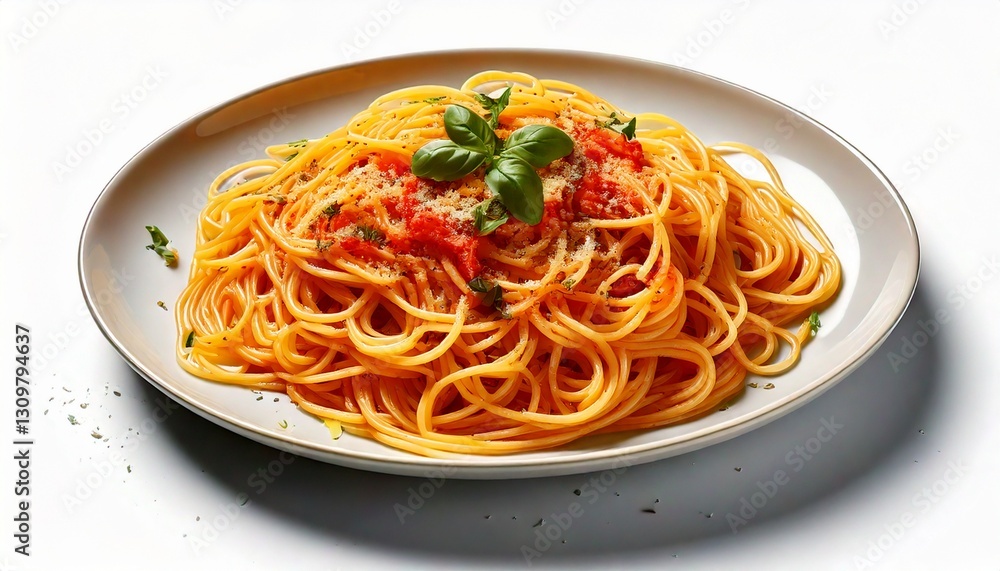 Close up photo of delicious spaghetti on white background Close up photo of delicious spaghetti on white background