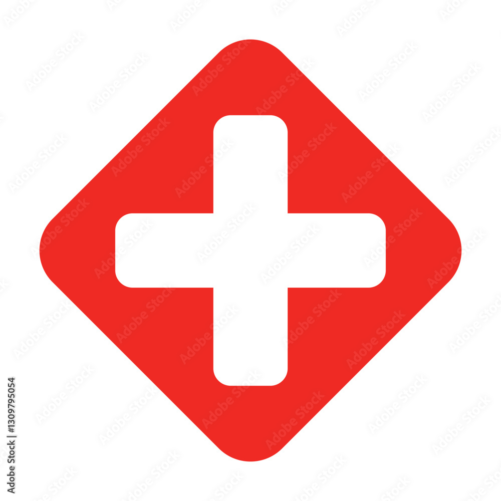 Obraz premium first aid icon vector. red cross medical icon. safety first sign. medical healthcare sign. hospital symbol. first aid and medical cross for mobile app, ui and website. vector illustration