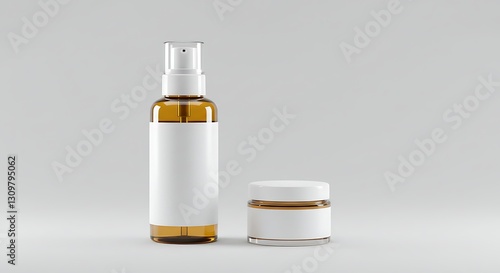 High-Resolution Cosmetic Bottle Mockup with Blank Label for Skincare & Beauty Branding
