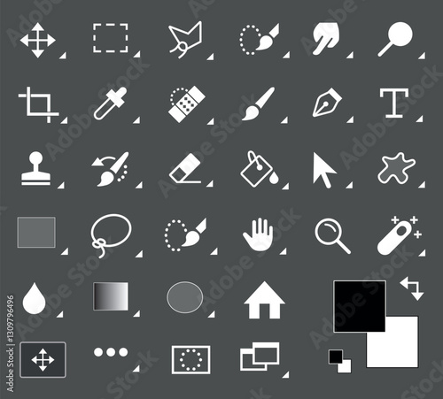 Set of tools icons for vector illustration. Tools icons. Vector illustration