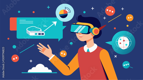 The academys VR technology allows for instant feedback giving players the opportunity to correct their mistakes and improve in realtime.. Vector illustration