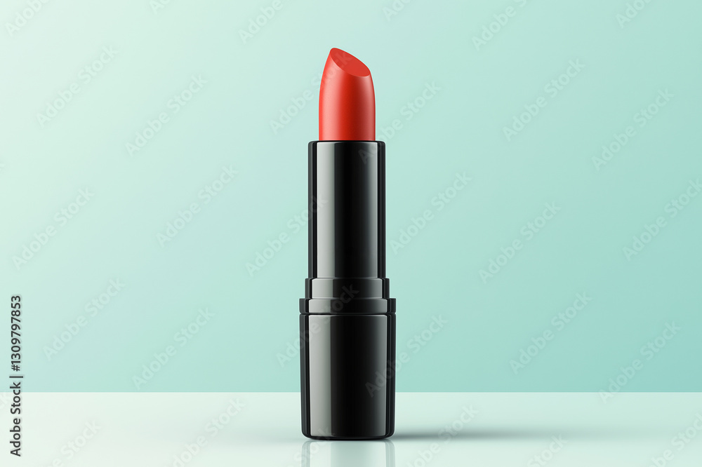 Single red shade lipstick mock up isolated on pastel background Single red shade lipstick mock up isolated on pastel background