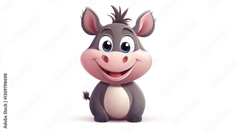 A cute cartoon character animal smiling happily on white background A cute cartoon character animal smiling happily on white background