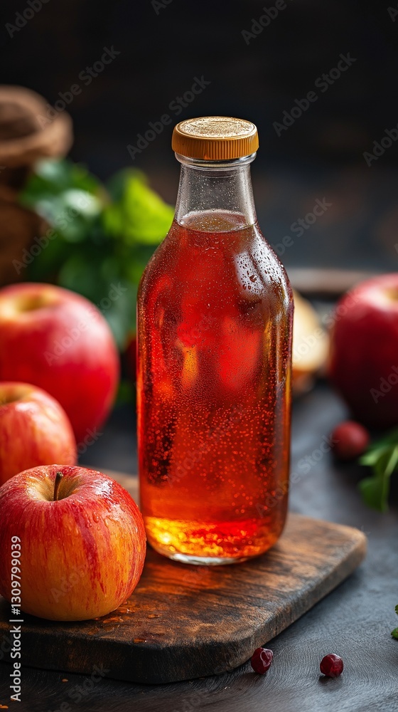 Apple Juice Bottle with Fresh Apples, Healthful Idea Apple Juice Bottle with Fresh Apples, Healthful Idea