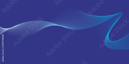 Smooth flow of wavy shape with gradient vector abstract background, dark blue design curve line energy motion, relaxing music sound or technology.