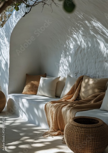 Cozy Interior With Natural Elements and Sunlight Illuminating Modern Decor in...