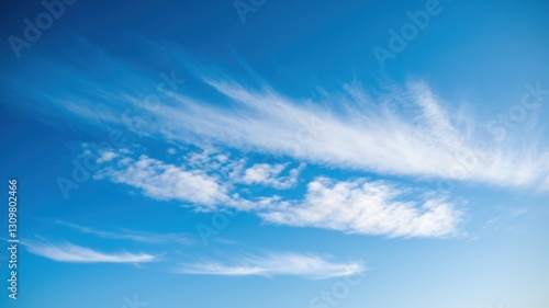 Serene Blue Sky with Wispy Clouds