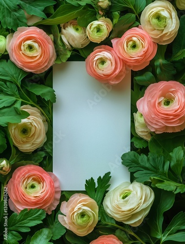 Elegant Floral Arrangement With Blank Space for Text on a Green Background