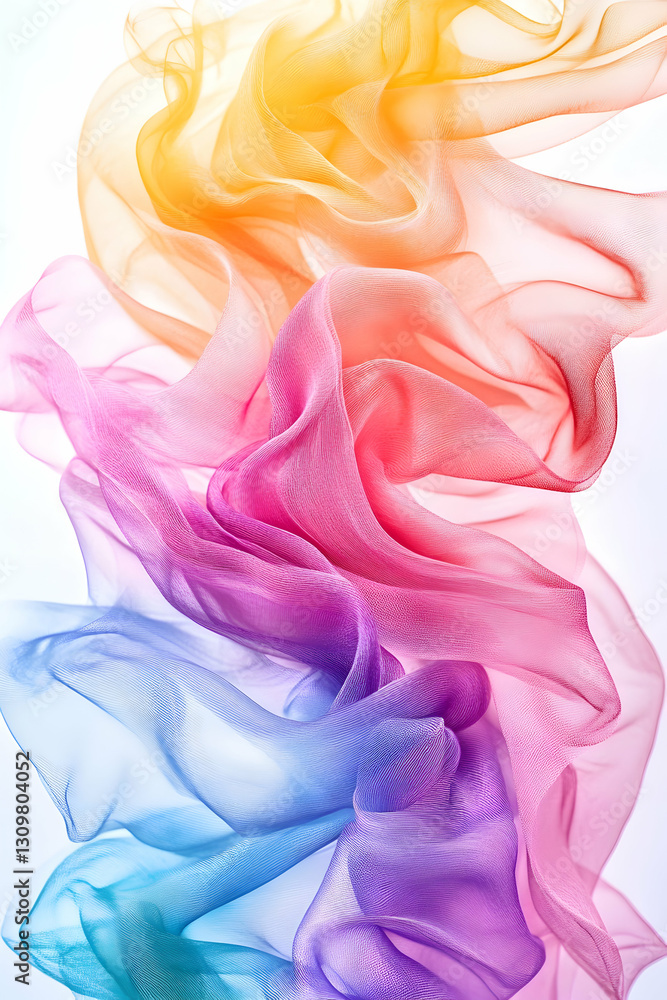 Obraz premium Rainbow-colored silk fabric flowing gracefully.