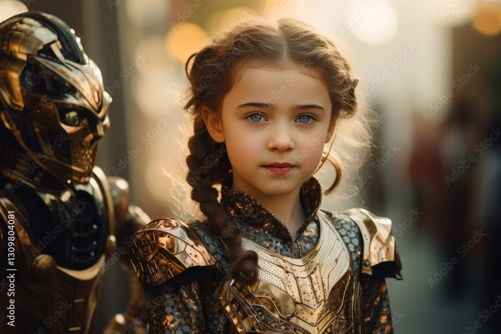 Stunning portrait of a beautiful girl with sharp features and realistic robotic enhancements Stunning portrait of a beautiful girl with sharp features and realistic robotic enhancements