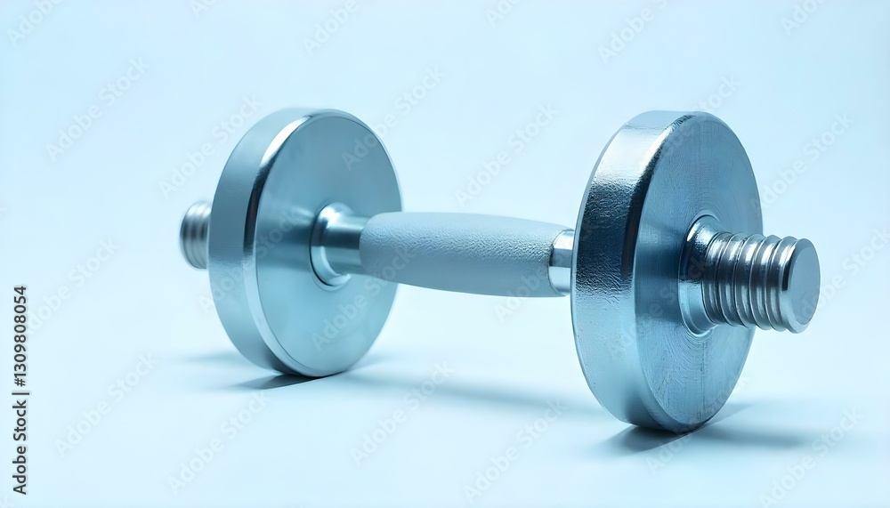 Steel dumbbell isolated on white background, front view Steel dumbbell isolated on white background, front view