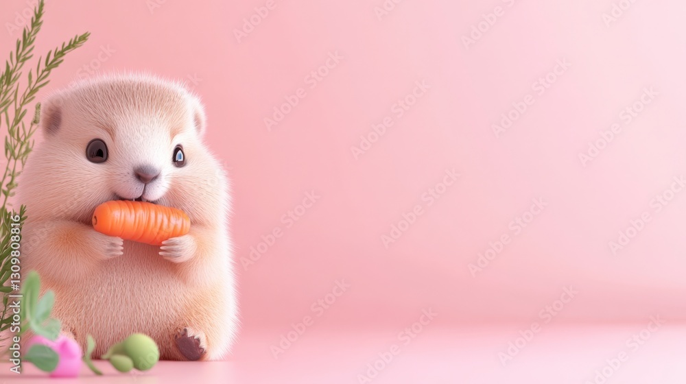 Cute Little Rodent with Carrot Cute Little Rodent with Carrot
