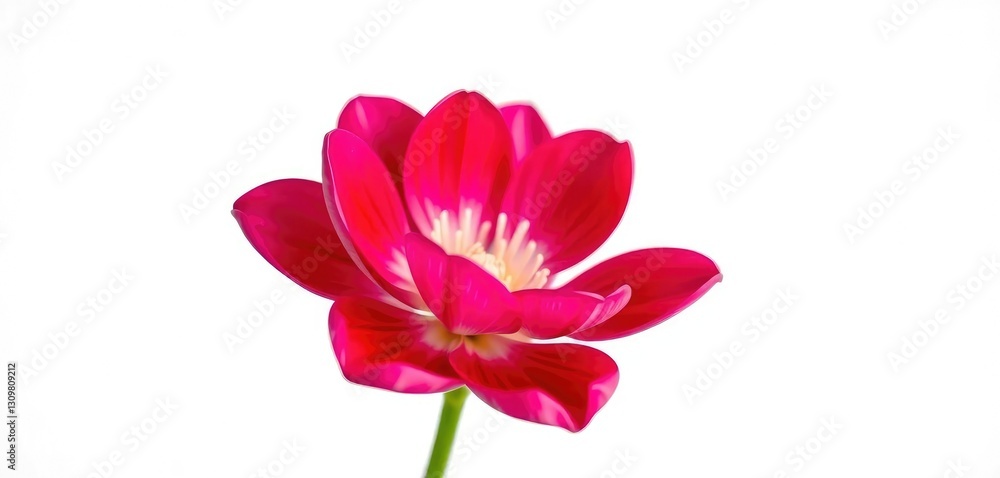 Obraz premium A single vibrant bloom, petals unfurled, against a pure white backdrop, royalty free, advertising