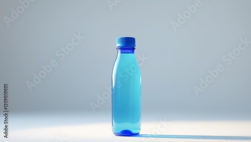Bottle of water with a blue cap and a blue top