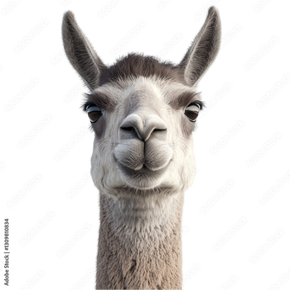 Obraz premium Happy Llama Close Up Portrait Smiling Face Fluffy Fur Animal