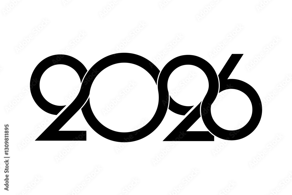 2026 Happy New Year logo design vector illustration icon. black logo and white background 2026 Happy New Year logo design vector illustration icon. black logo and white background
