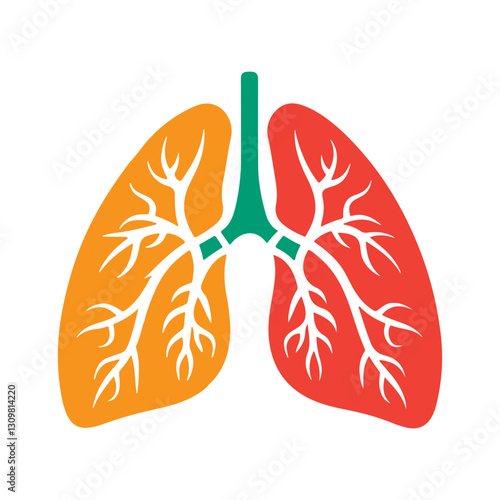 Silhouette of human lungs icon vector illustration on white background. Human lung anatomy respiratory system icon.