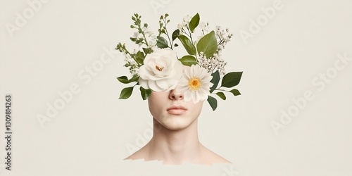 a person with flowers cover...