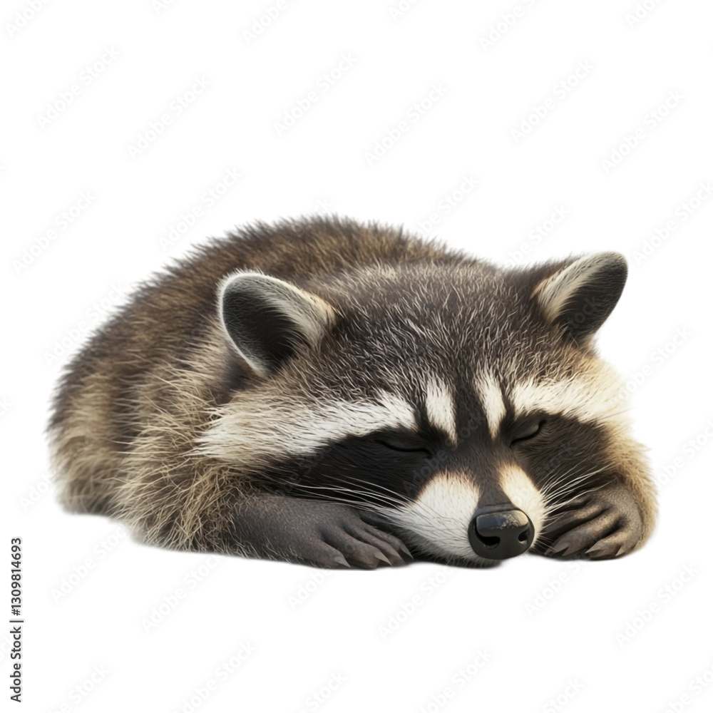 Obraz premium Adorable Raccoon Sleeping Peacefully Sweet Dreams Wildlife
