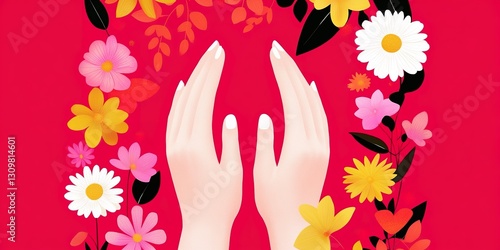woman hands cradling flower...