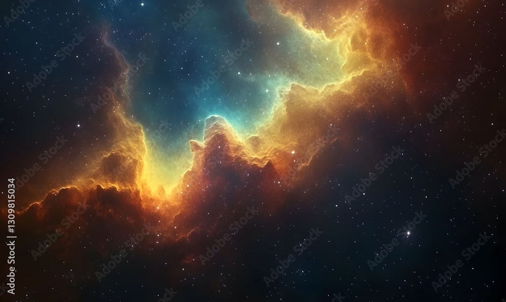 Fototapeta premium Cosmic Symphony: A Breathtaking View of Celestial Clouds and Distant Stars