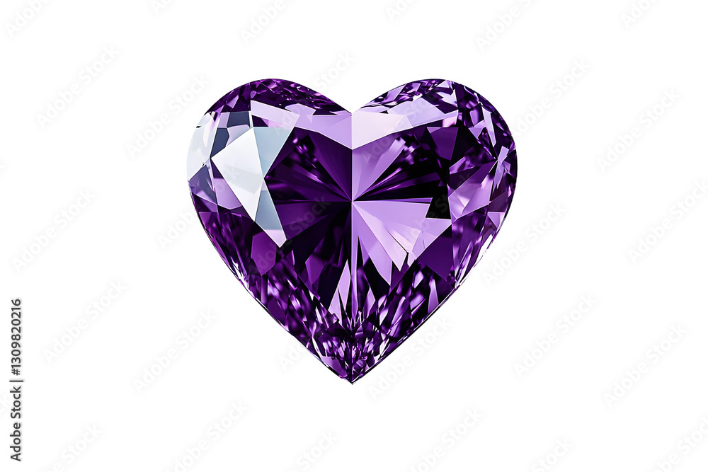 a high quality stock photograph of a single purple diamond heart isolated on a white background a high quality stock photograph of a single purple diamond heart isolated on a white background