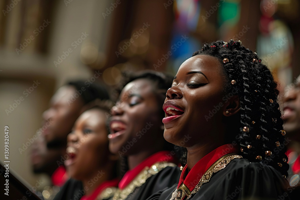 A choir performing songs at church, generative Ai A choir performing songs at church, generative Ai