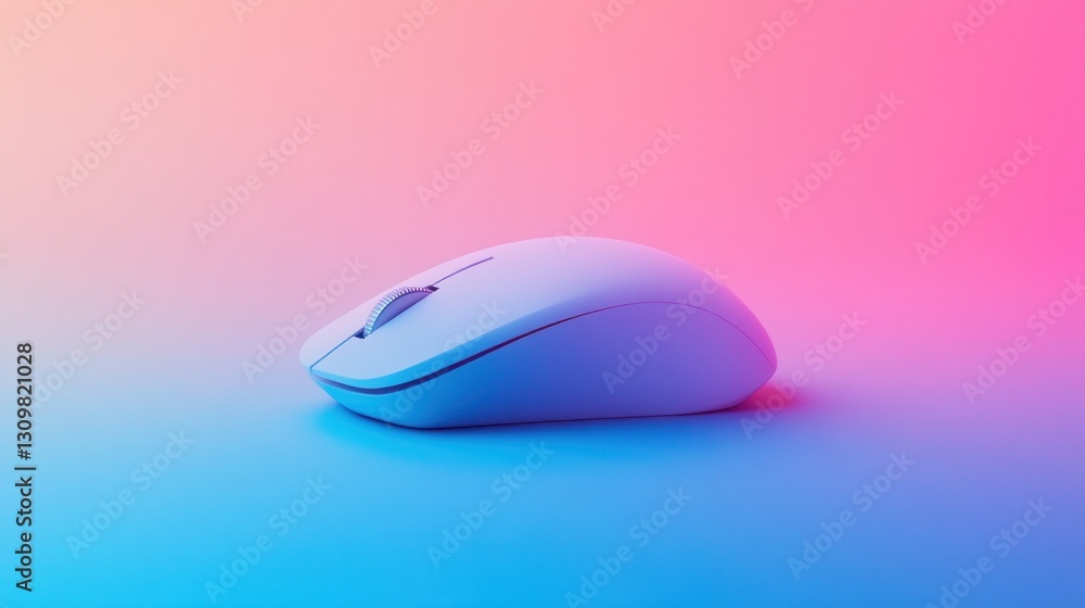 Wireless computer mouse on a vibrant gradient background Wireless computer mouse on a vibrant gradient background