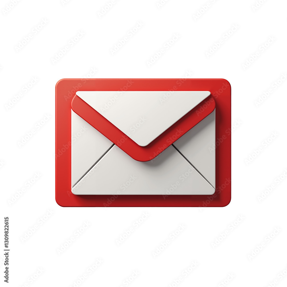 Red and white envelope mail icon symbolizing communication and messaging in digital media Red and white envelope mail icon symbolizing communication and messaging in digital media