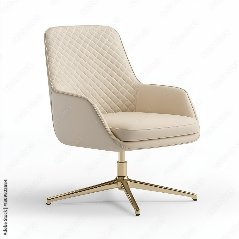 Naklejka premium A sculptural office chair with a diamond-inspired frame and plush velvet cushions , isolated on a white background , High quality , No blur