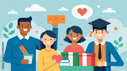 In a heartwarming video students express their gratitude towards alumni for their donations and how it has helped them in their educational journey.. Vector illustration