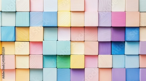 Pastel wooden geometric blocks pattern background