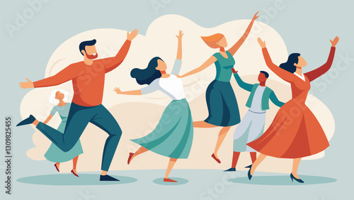 The congregation watches in awe as a group of young adults perform a powerful interpretive dance expressing their love for God through graceful. Vector illustration