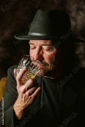 Man Sniffing Scotch Cocktail