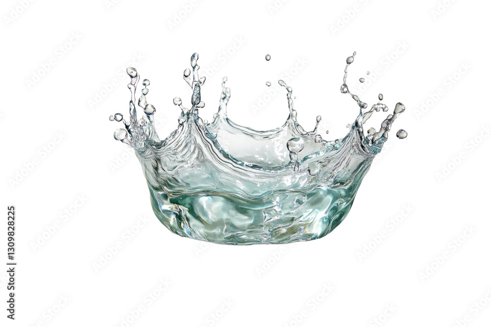 A large, dynamic splash of water with droplets flying in all directions, frozen mid-air. The water appears to be splashing upwards with clear details of the individual droplets and waves. A large, dynamic splash of water with droplets flying in all directions, frozen mid-air. The water appears to be splashing upwards with clear details of the individual droplets and waves.