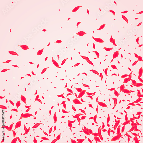 Red Lotus Vector Pink Background. Tender Petal