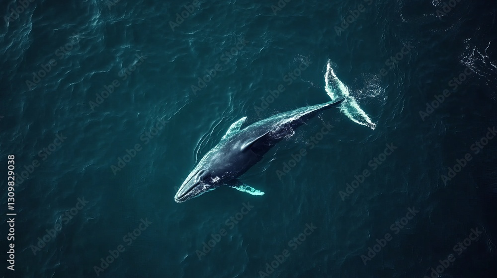 Fototapeta premium Aerial View Humpback Whale Ocean Wildlife Aquatic Nature Blue Water Marine Mammal Deep Sea Animal Photography Wildlife Conservation Oceanic Creature 