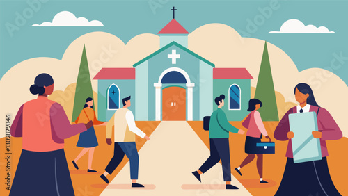 Members leave the lecture hall with a newfound appreciation for the rich and complex history of the church eager to continue learning and exploring.. Vector illustration