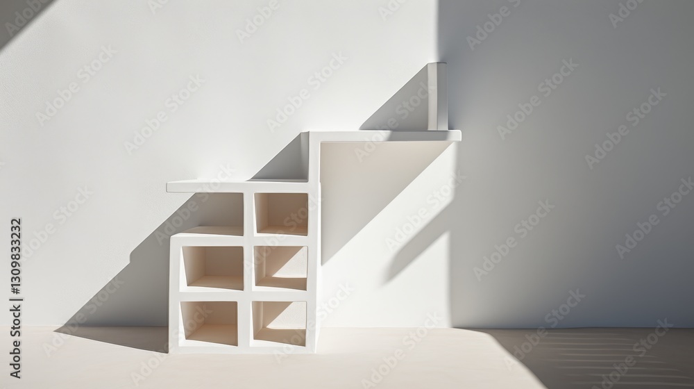Fototapeta premium Minimalist modern architecture a clean line and simple shape design with light and shadow effects