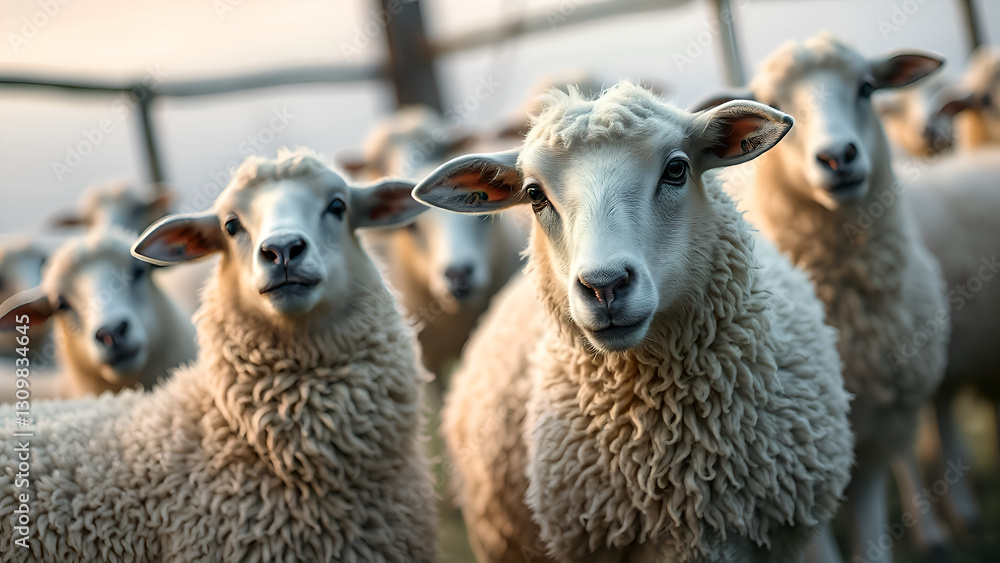 Obraz premium Farm Livestock Births,Sheep pen