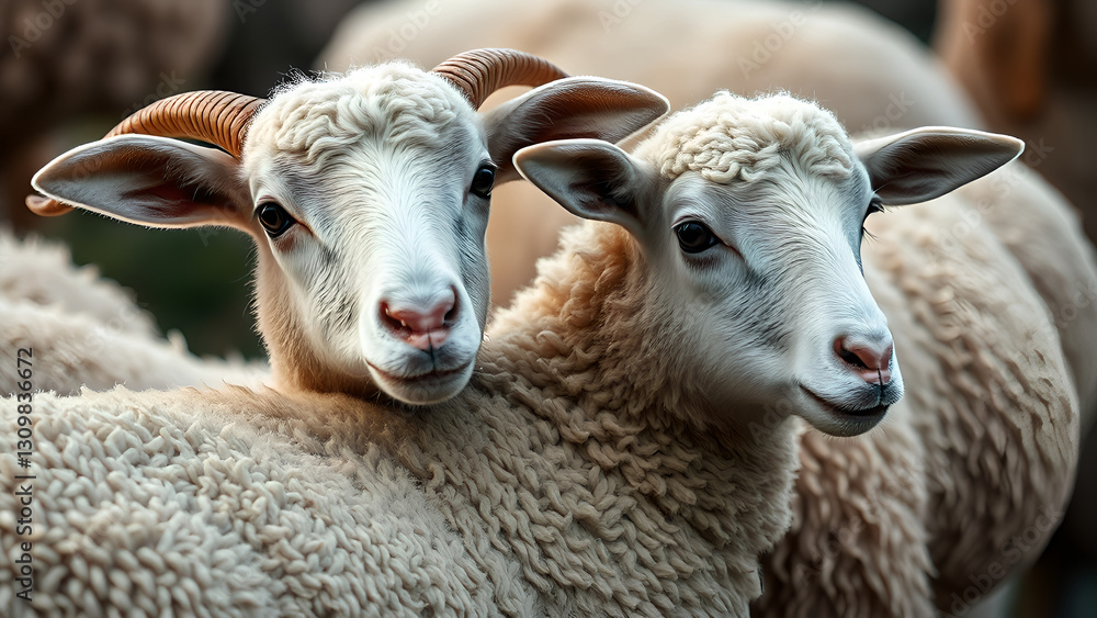 Fototapeta premium Farm Livestock Births,Lamb with ewe