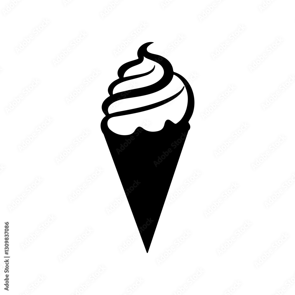An ice cream with scoop icon on white background