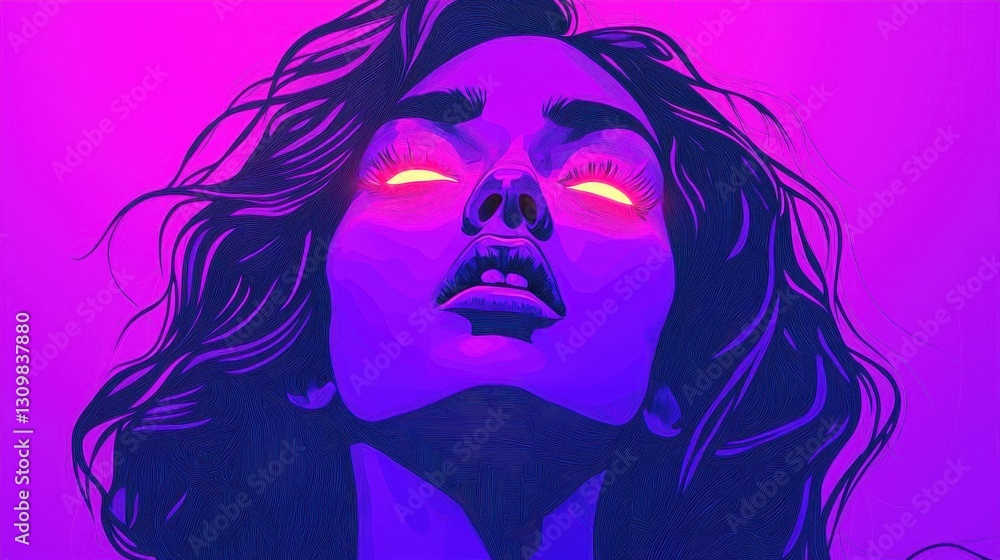 Ethereal Portrait of a Woman with Glowing Eyes in Purple Tones Ethereal Portrait of a Woman with Glowing Eyes in Purple Tones