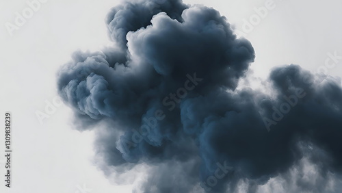 Fototapeta Naklejka Na Ścianę i Meble -  Dramatic dark smoke cloud in atmospheric sky formation