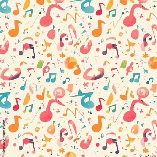 Vibrant Musical Notes Pattern
