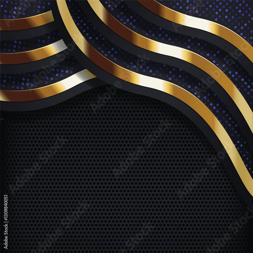 Wallpaper Mural Gold, black, blue curves on mesh; abstract design Torontodigital.ca