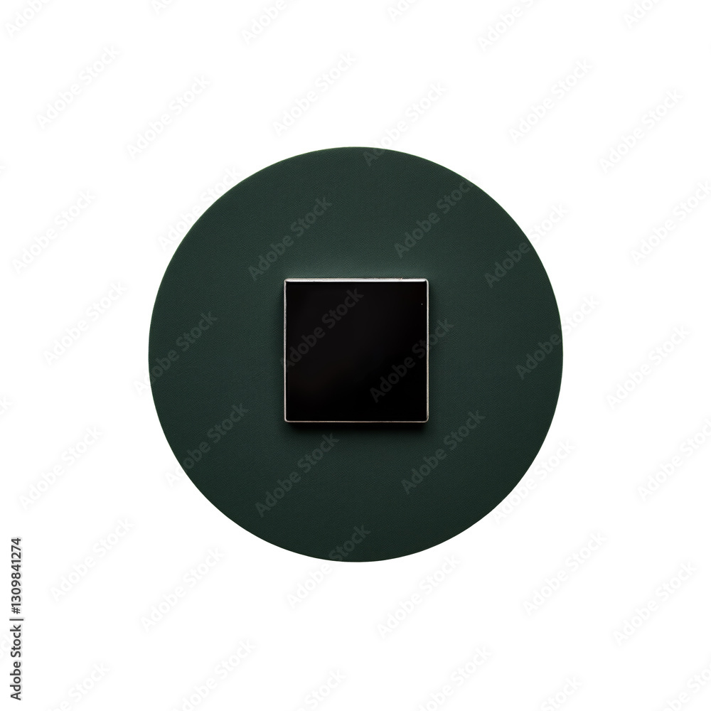 Modern silicon chip plate with matte black square centerpiece round green base Modern silicon chip plate with matte black square centerpiece round green base