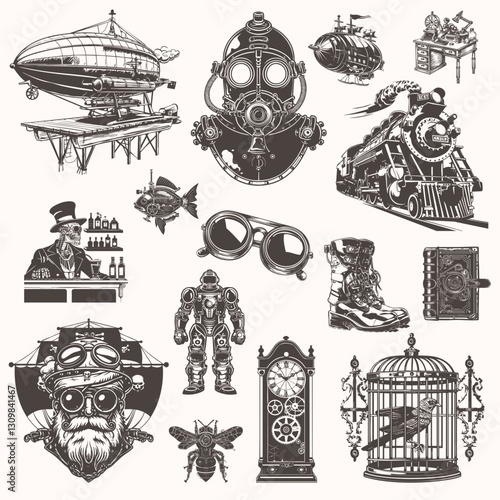 Steampunk Vector Pack – Fantasy & Mechanical Elements